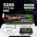 Ovonic Car 2S 5200mAh 7,4V 2S1P 50C Hardcase Lipo Akku mit XT60 Stecker
