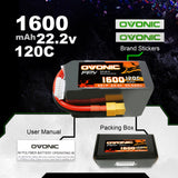 Ovonic FPV 6S 1600mAh 22,2V 120C XT60 (4 Stück)