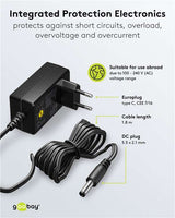 Goobay Universal-Netzteil (3 V - 12 V, max. 7,2 W / 0,6 A) - inkl. 11 Adapter: 7 DC-Adapter plus USB-C™, USB-A, USB Mini-B, Micro-USB und Schraubklemmenanschluss