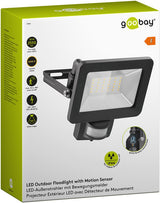 Goobay LED-Außenstrahler, 30 W, mit Bewegungsmelder - mit 2550 lm, neutralweißem Licht (4000 K), PIR-Sensor mit ON-/OFF-Funktion und M16-Kabelverschraubung, für den Außeneinsatz geeignet (IP44)