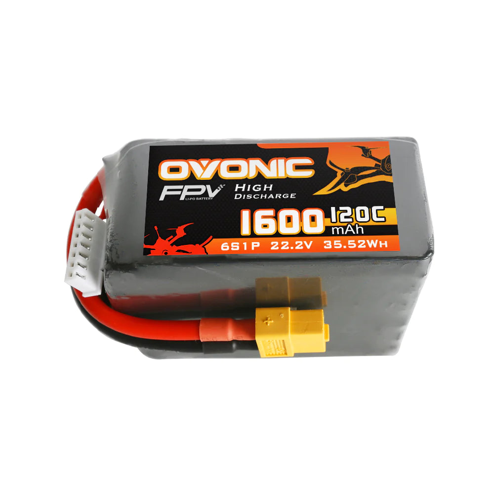 Ovonic FPV 6S 1600mAh 120C 22,2V XT60 für FPV Racing (2 Stück)