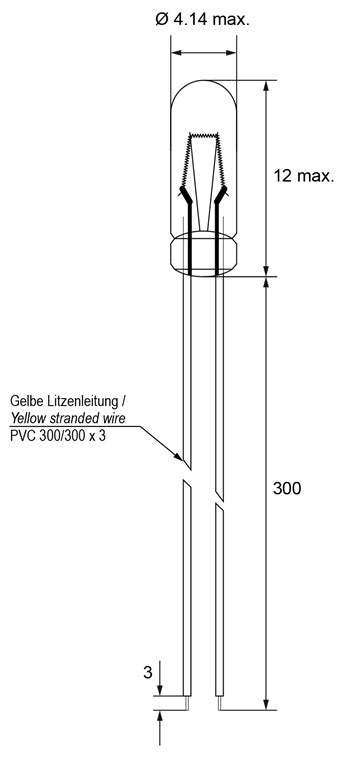 Goobay T1¼ Subminiatur-Glühlampe 1,1W Gelb 0,3 m Kabe, 1 V (DC, 80 mA 1 Stück