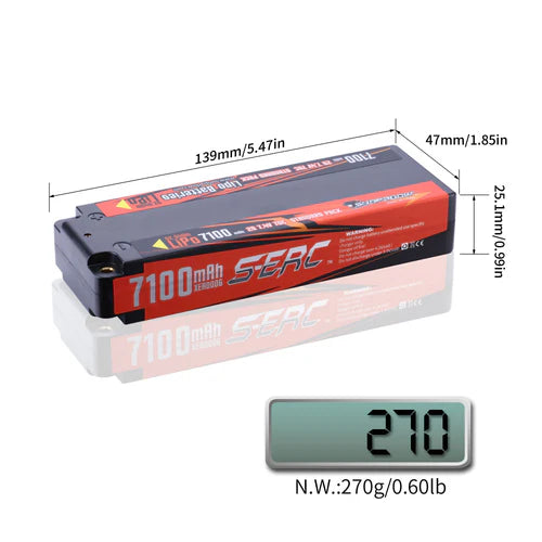 Sunpadow 2S Lipo-Akku 70C 7100mAh 7,4V Hardcase mit 4 mm Bullet (2 St.)