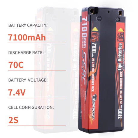 Sunpadow 2S Lipo-Akku 70C 7100mAh 7,4V Hardcase mit 4 mm Bullet (2 St.)