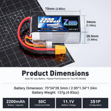 Zeee 3S 2200mAh 11,1V 50C Shorty XT60 Lipo (2 Stück)
