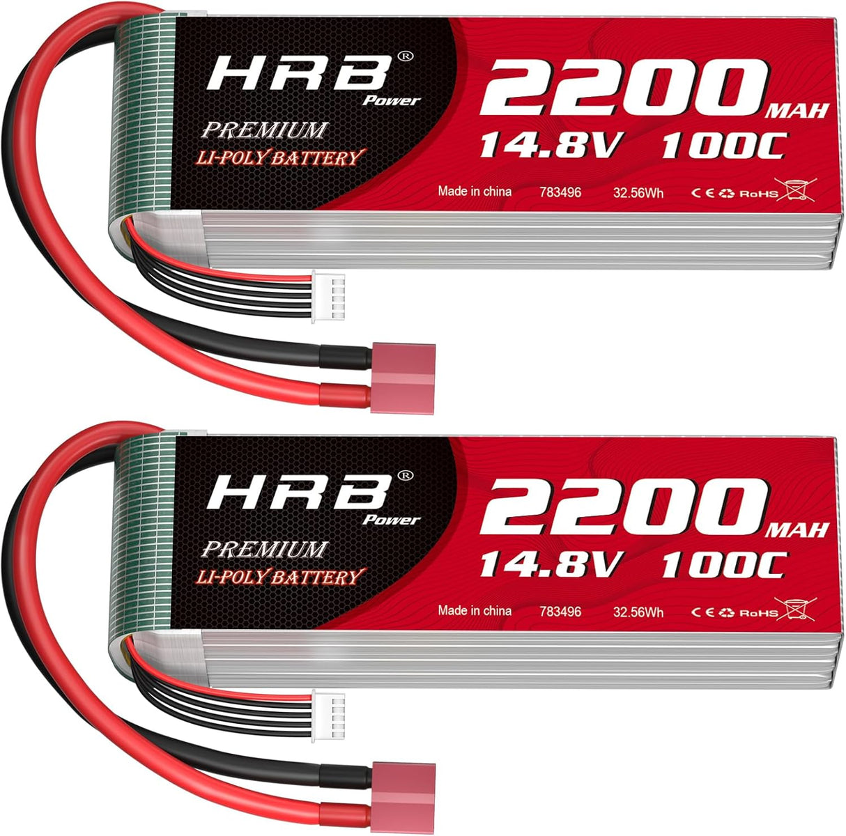 HRB 4S 2200mAh 14,8V 100C LiPo-Akku mit Deans T-Stecker ( 2 St.)