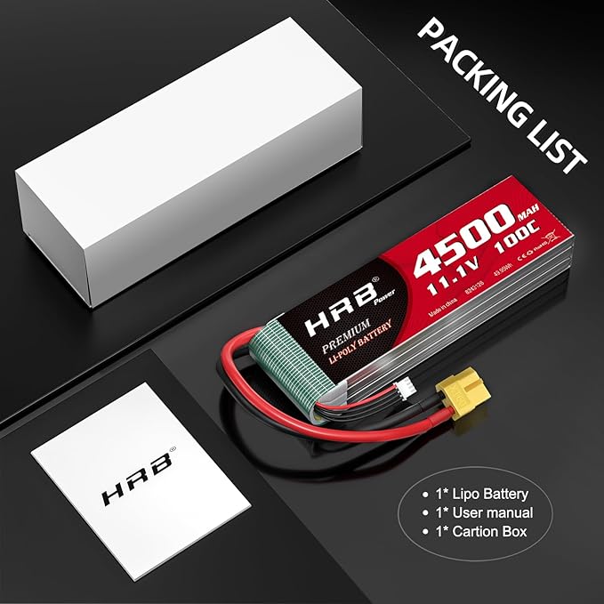 HRB 3S 11,1V 4500mAh 100C LiPo Akku mit XT60 Stecker (2 St.)