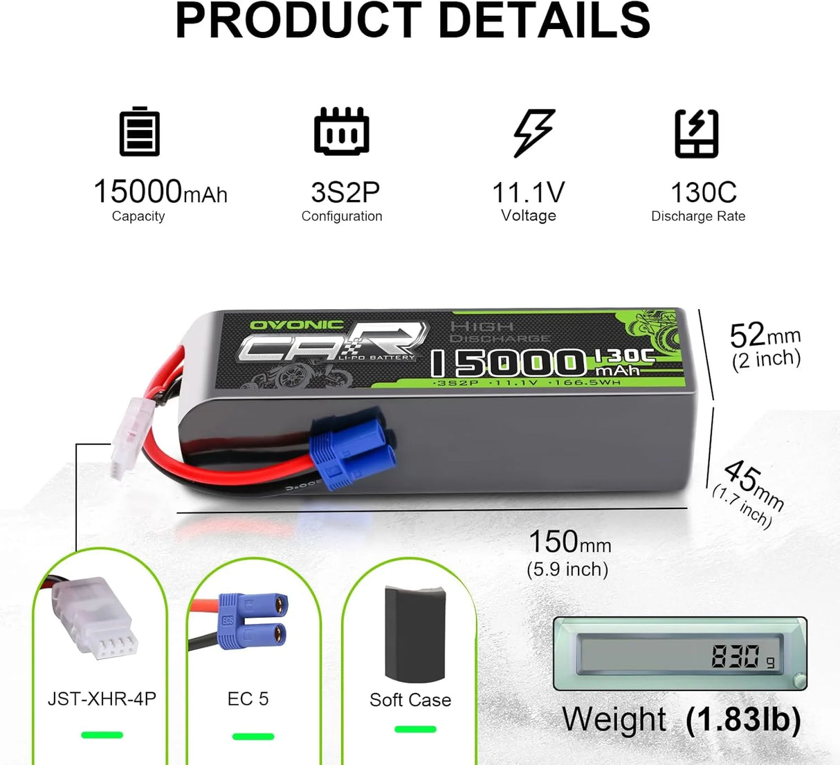 15000mAh / 3S / EC5