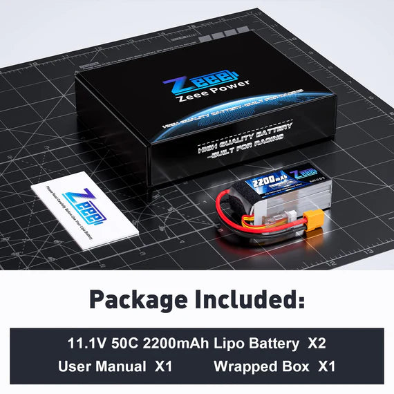 Zeee 3S 2200mAh 11,1V 50C Shorty XT60 Lipo (2 Stück)