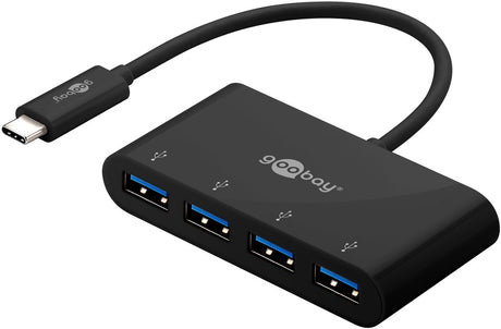 Goobay 4-fach USB-C™ Multiport-Adapter - gleichzeitiger Anschluss von 4x USB 3.0 A Buchse auf USB-C™ Stecker