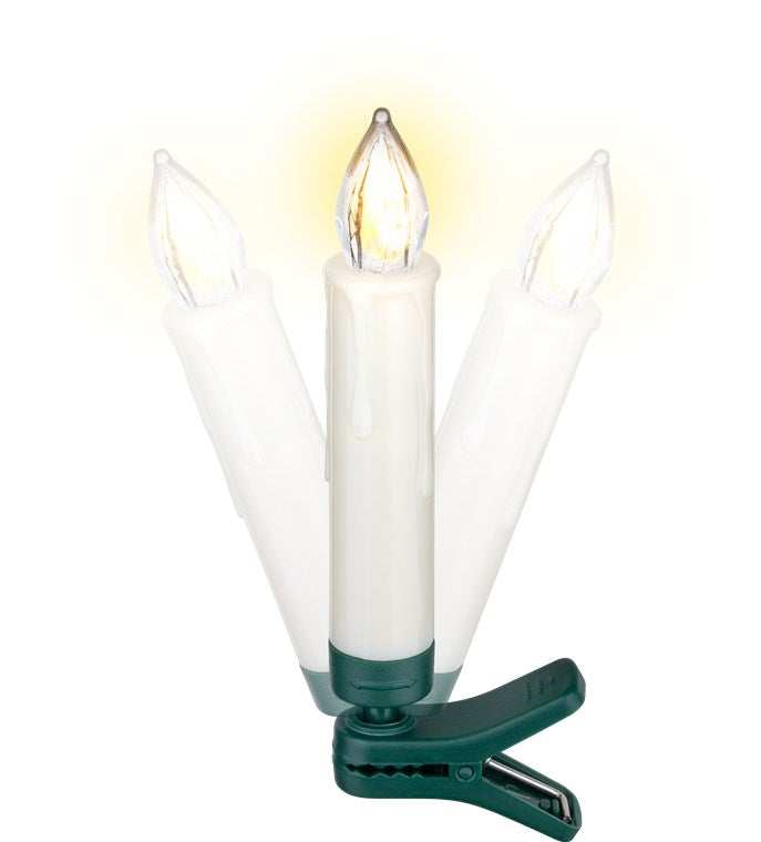 Goobay 10 kabellose LED-Weihnachtsbaumkerzen - mit Klemmen und IR-Fernbedienung für Timer, Leuchtmodi & Dimmer
