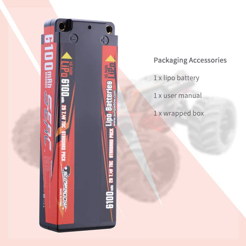 Sunpadow 2S Lipo-Akku 6100mAh 70C 7,4V Hardcase mit 4 mm Bullet (2 St.)
