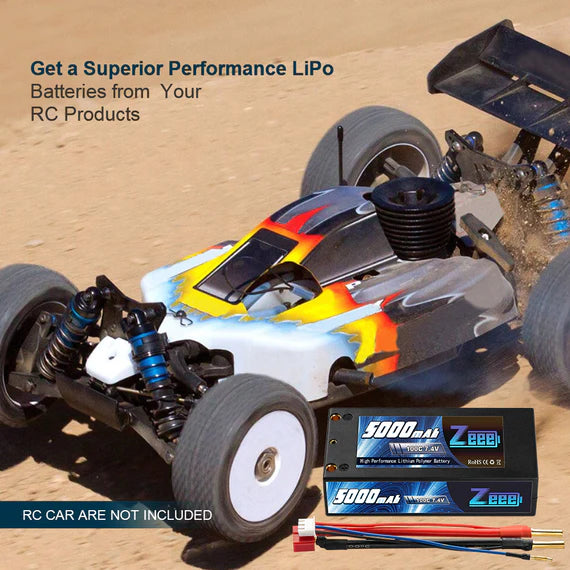 Zeee 2S 5000mAh 7,4V 100C Hardcase 4mm Bullet-zu-Deans Shorty Lipo-Akku (2 Stück)