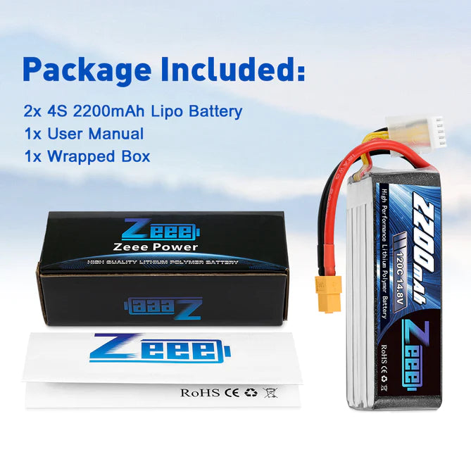 Zeee 4S 2200mAh 14,8V 120C XT60 Graphen-Akku (2 Stück)