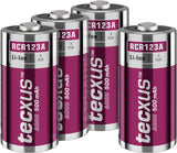 Tecxus RCR123 Akku - 500 mAh, 4 Stk. im Karton - Lithium-Ionen-Akku (Li-Ion), 3,2 V