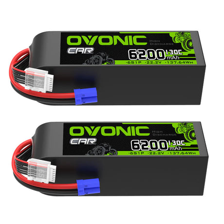 OVONIC 6S 6200mAh 22,2V 130C LiPo-Akku mit EC5-Stecker (2 St.)