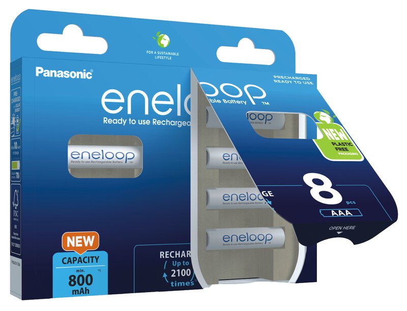 Eneloop Panasonic Ni-MH Akku 800mAh AAA 1,2V - 8er Blister BK-4MCDE / 8BE