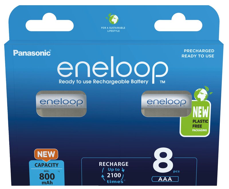 Eneloop Panasonic Ni-MH Akku 800mAh AAA 1,2V - 8er Blister BK-4MCDE / 8BE
