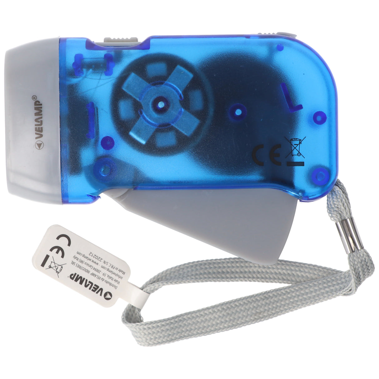 Velamp 3fach LED Dynamo Taschenlampe wiederaufladbar, Blau und Gelb, mit Anti Black Out Funktion