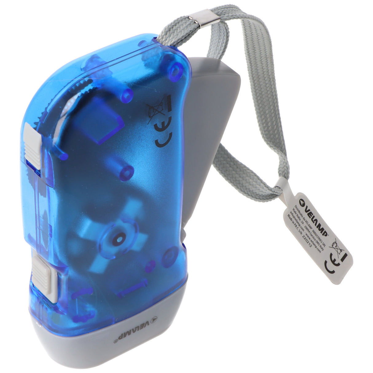 Velamp 3fach LED Dynamo Taschenlampe wiederaufladbar, Blau und Gelb, mit Anti Black Out Funktion
