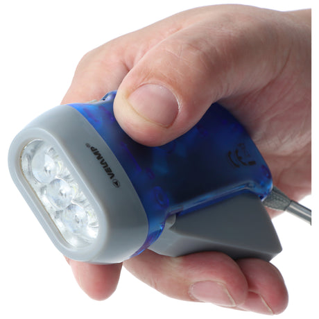 Velamp 3fach LED Dynamo Taschenlampe wiederaufladbar, Blau und Gelb, mit Anti Black Out Funktion