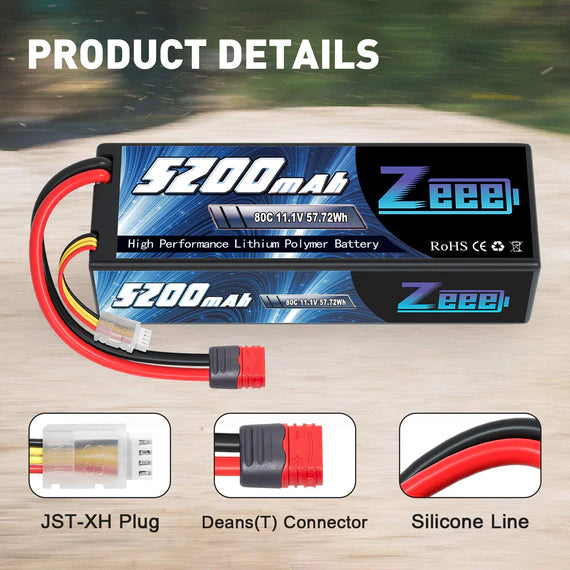 Zeee 3S 5200mAh 11.1V 80C Deans Hardcase (2 Stück)