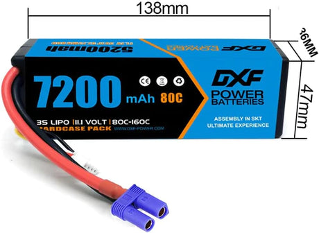 DXF 3S 7200mAh 11,1V 80C Blue Series Hardcase EC5 Lipo Akku