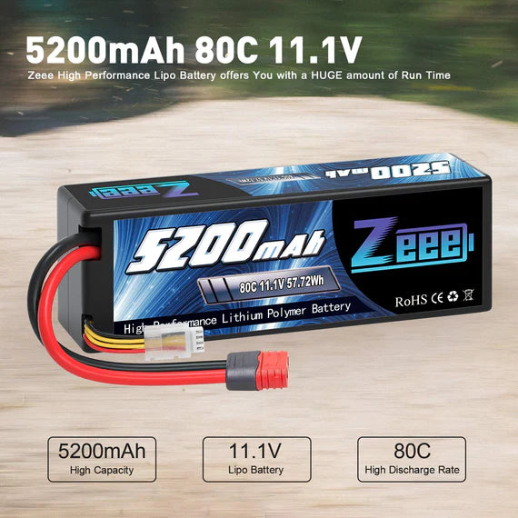 Zeee 3S 5200mAh 11.1V 80C Deans Hardcase (2 Stück)