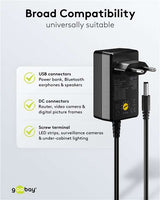 Goobay Universal-Netzteil (3 V - 12 V, max. 7,2 W / 0,6 A) - inkl. 11 Adapter: 7 DC-Adapter plus USB-C™, USB-A, USB Mini-B, Micro-USB und Schraubklemmenanschluss
