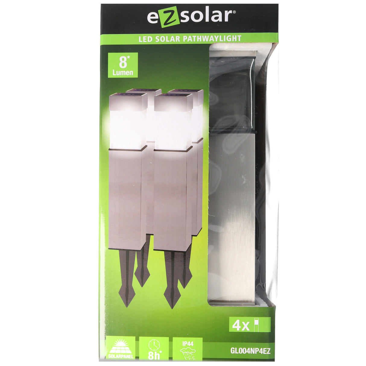 EZ Solar 4er Set LED Solar-Wegeleuchte GL004NP4EZ, rostfreier Edelstahl