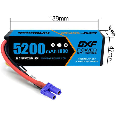 DXF 3S 5200mAh 11,1V 100C Blue Series Lipo Hardcase (2 Stück)