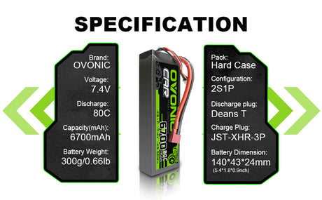 Ovonic Car 2S 6700mAh 7,4V 80C Hardcase LiPo Akku (2 Stück)