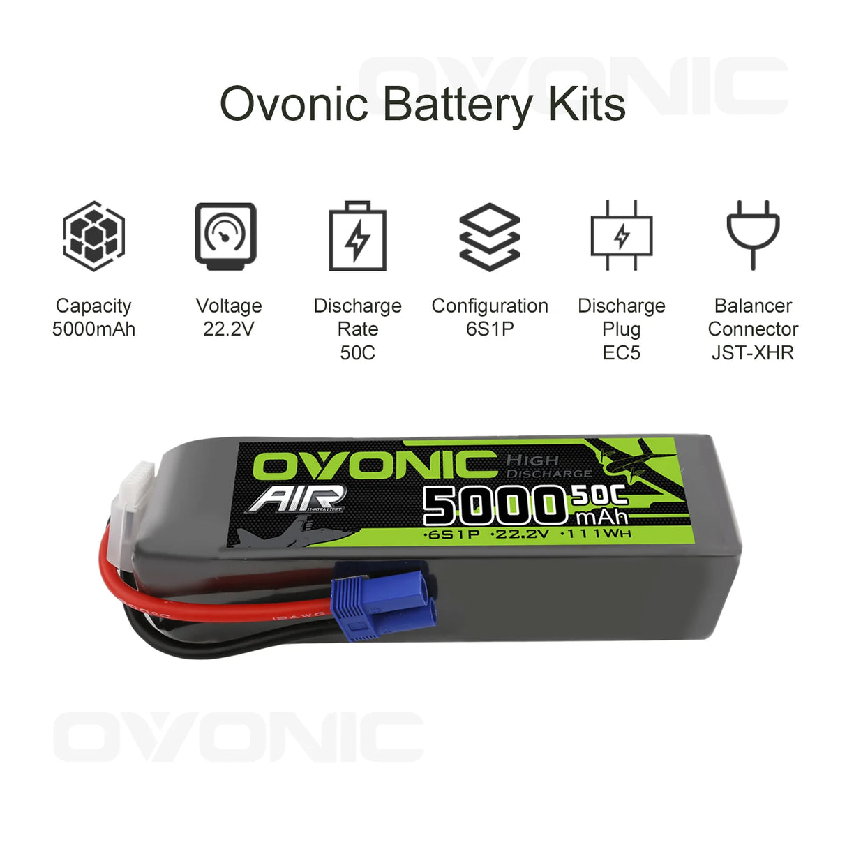 Ovonic Air 6S 5000mAh 22,2V 50C EC5 Lipo Akku
