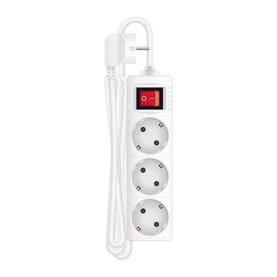 Arcas Steckdosenleiste 3-fach mit Schalter, ideal für Winkelstecker und Schuko Stecker, weiß