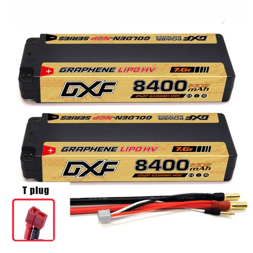 DXF 2S 8400mAh 7,6V 140C GOLDEN Grapehe Hardcase 5mm LiPo Akku ( 2 St. )