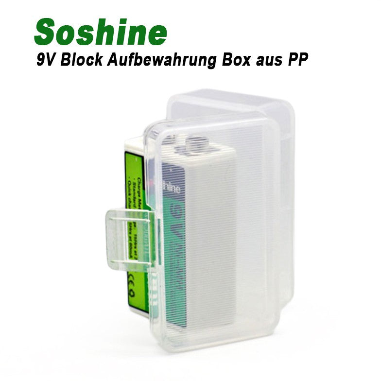 Soshine Aufbewahrungsbox für 9V Block 6LR61/AM-6 (6F22) Akkus oder Batterien6LR61 / AM-6 (6F22)