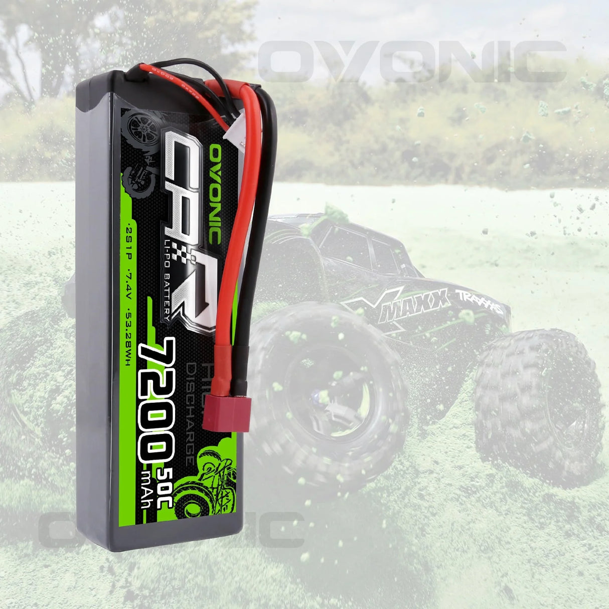 Ovonic Car 2S 7200mAh 7,4V 50C Hardcase LiPo Akku mit Deans-Stecker