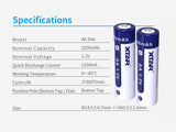 XTAR AA LR6 NIMH Akku 2200mAh 1,2V (Wiederaufladbar) (4 Stuck)