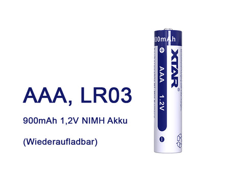 XTAR AAA R03 NIMH Akku 900mAh 1,2V (Wiederaufladbar)