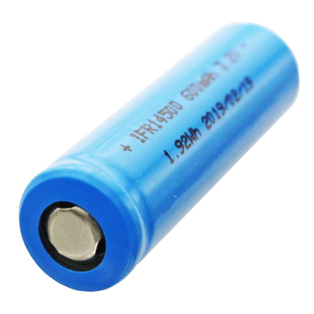 AccuCell 3,2V Solar Akku Lithium IFR 14500 AA 600mAh LiFePo4 Akku Flat Top ungeschützt