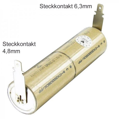 AccuCell NiCd AkkuPack 2,4 Volt für Staubsauger mit 4,8mm und 6,3mm Steckkontakt