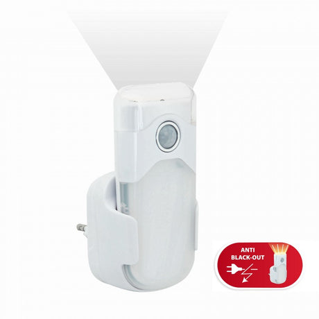 Velamp LED Nachtlicht mit automatischer Notbeleuchtung, Anti-Blackout, praktische Taschenlampenfunktion, mit Bewegungsmelder und PIR-Sensor, horizontale Buchse