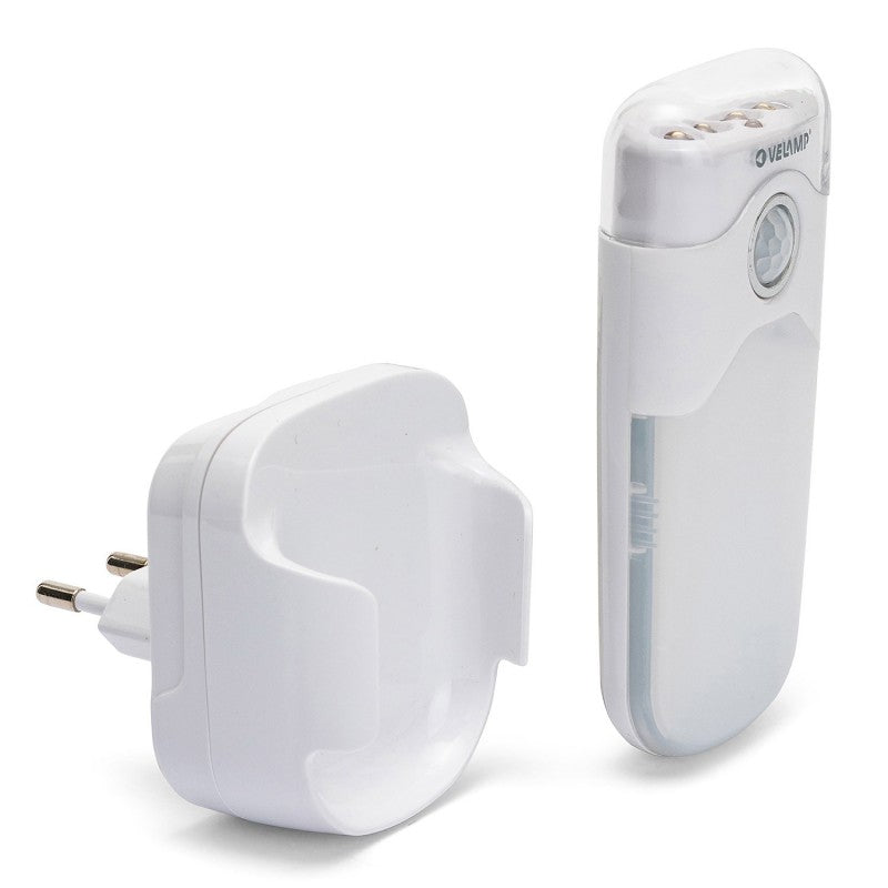 Velamp LED Nachtlicht mit automatischer Notbeleuchtung, Anti-Blackout, praktische Taschenlampenfunktion, mit Bewegungsmelder und PIR-Sensor, horizontale Buchse
