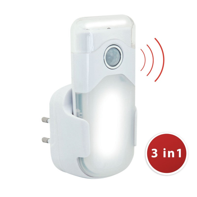Velamp LED Nachtlicht mit automatischer Notbeleuchtung, Anti-Blackout, praktische Taschenlampenfunktion, mit Bewegungsmelder und PIR-Sensor, vertikale Buchse