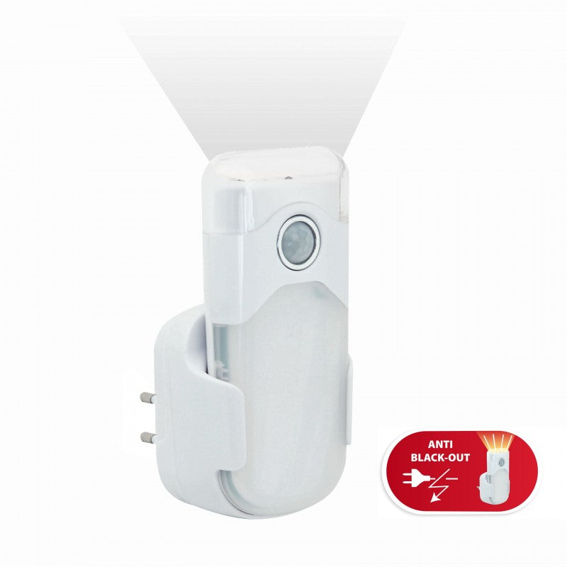 Velamp LED Nachtlicht mit automatischer Notbeleuchtung, Anti-Blackout, praktische Taschenlampenfunktion, mit Bewegungsmelder und PIR-Sensor, vertikale Buchse