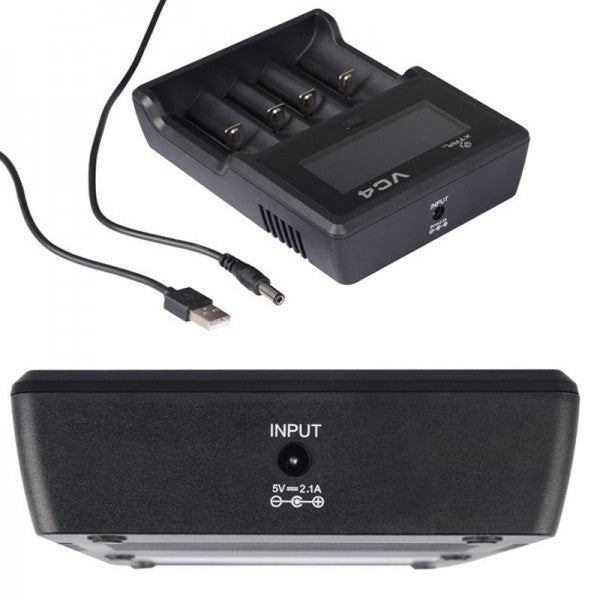 XTAR VC4 4-Kanal Li-Ion NiMH LCD Schnellladegerät für 18650, AA, AAA, C und D