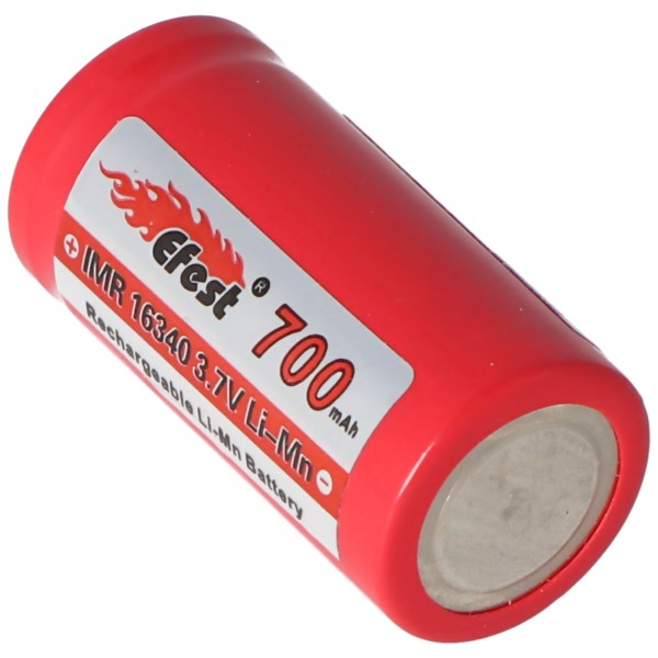 Efest IMR16340 3,7V 700mAh Pluspol flach Li-Mn Akku