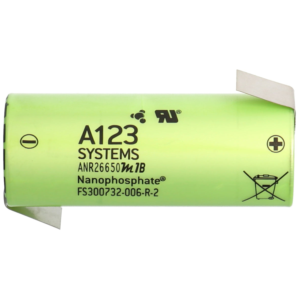 A123 ANR26650M1B 2500mAh 3,3V LiFePo4 Akku ohne Schutz mit Lötfahnen Z-Form
