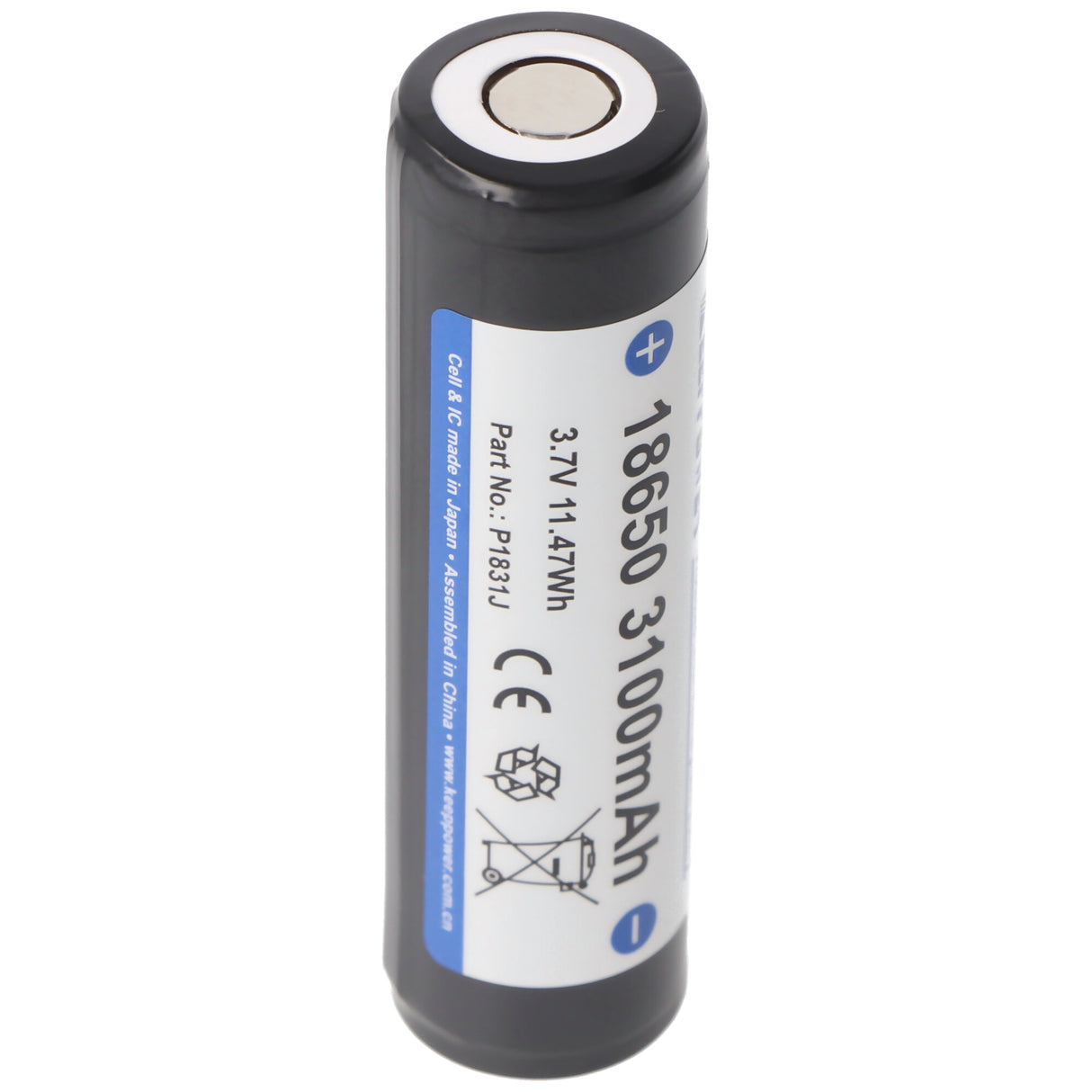 Keeppower 18650 3100mAh 3,7V Li-Ion Akku geschützt flacher Kopf
