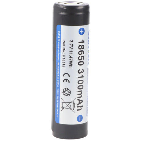 Keeppower 18650 3100mAh 3,7V Li-Ion Akku geschützt flacher Kopf